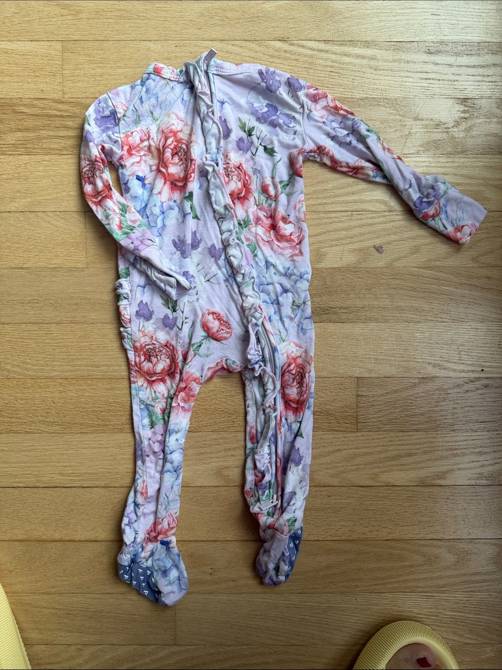 Posh PeanutFloral Ruffle Zip Baby One-Piece Sleeper - Pink & Purple NWOT
